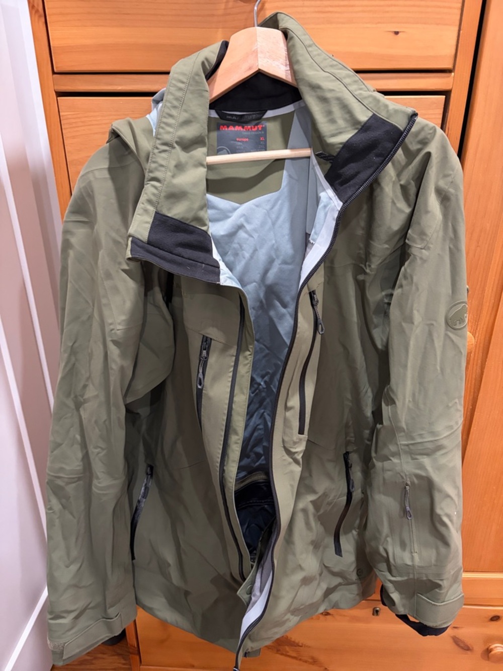 Mammut Men’s Olive Hooded Waterproof Ski Shell Jacket